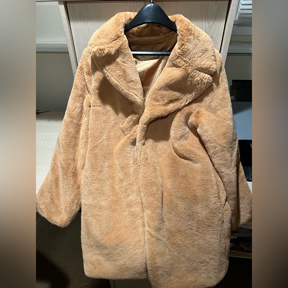 SHEIN Tan Faux Fur Teddy Coat